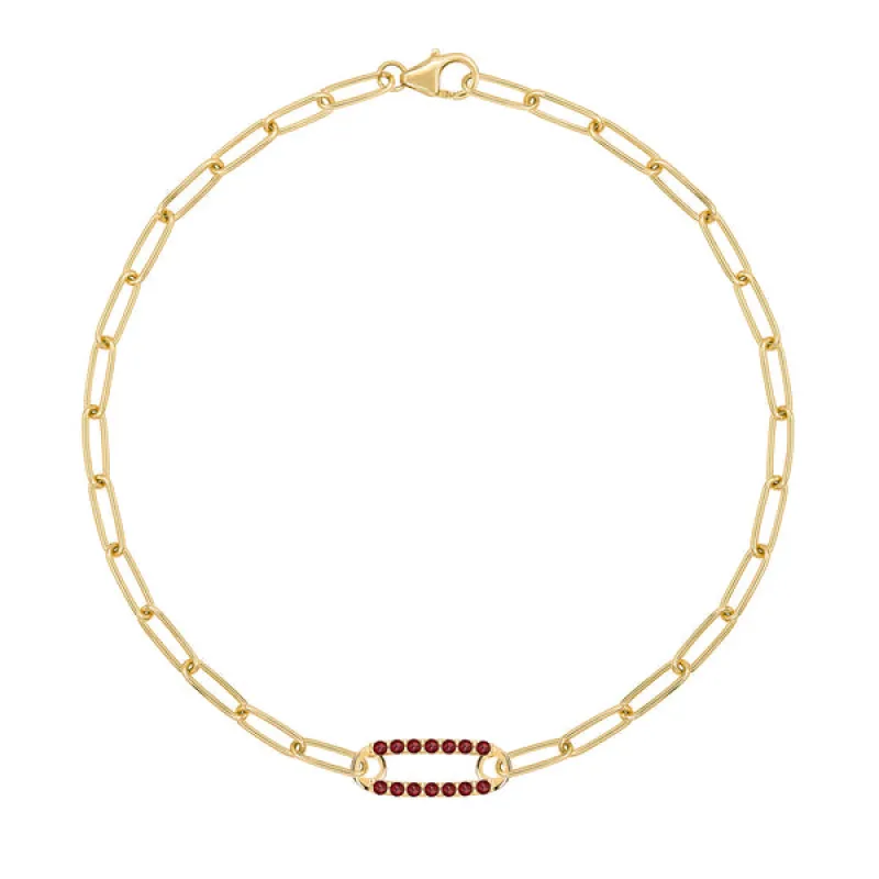 Personalized Adelaide 1 Pavé Birthstone Link Bracelet in 14k Gold sold by Haverhill