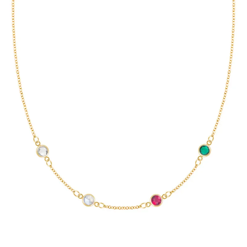 Personalized Classic 4 Birthstone Necklace in 14k Gold sold by Haverhill