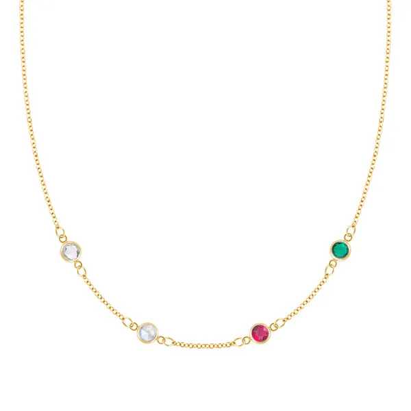 Personalized Classic 4 Birthstone Necklace in 14k Gold sold by Haverhill