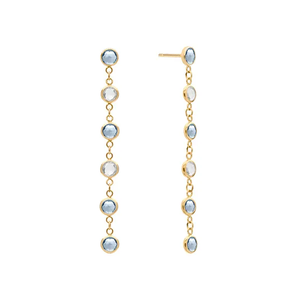 Personalized Classic 6 Birthstone Earrings in 14k Gold sold by Haverhill