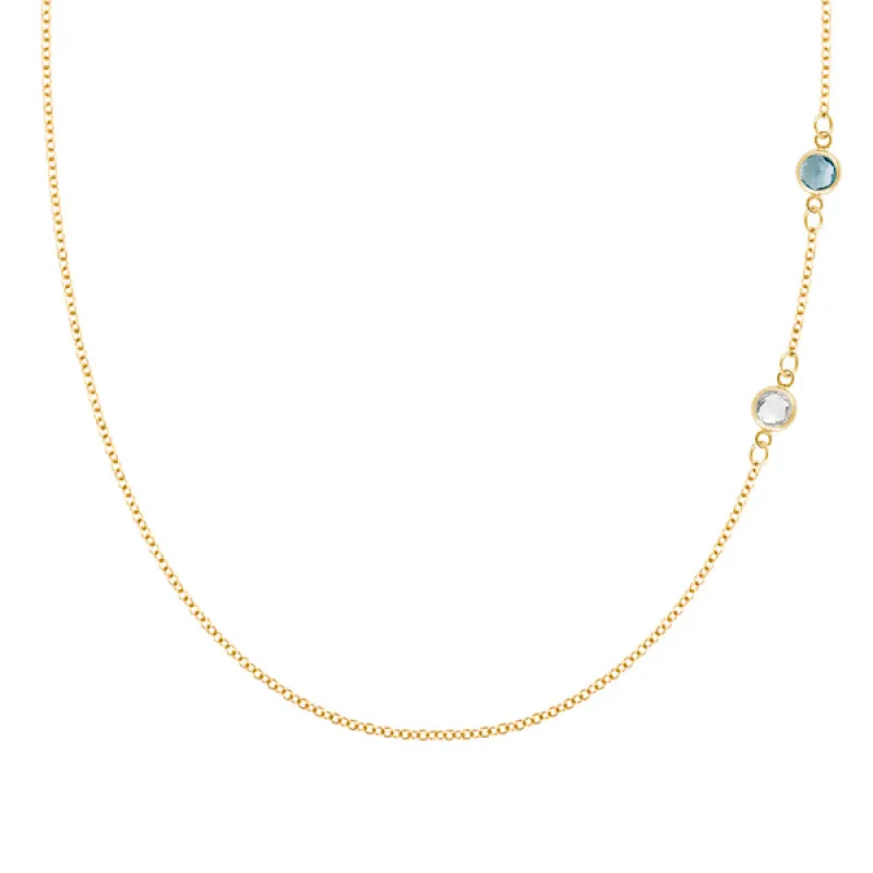 Personalized Classic 2 Birthstone Necklace in 14k Gold sold by Haverhill