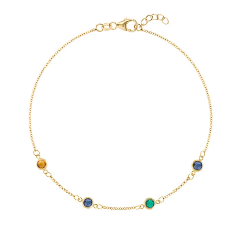 Personalized Classic 4 Birthstone Bracelet in 14k Gold sold by Haverhill