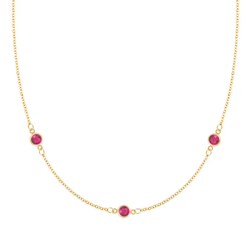 Personalized Classic 3 Birthstone Necklace in 14k Gold sold by Haverhill