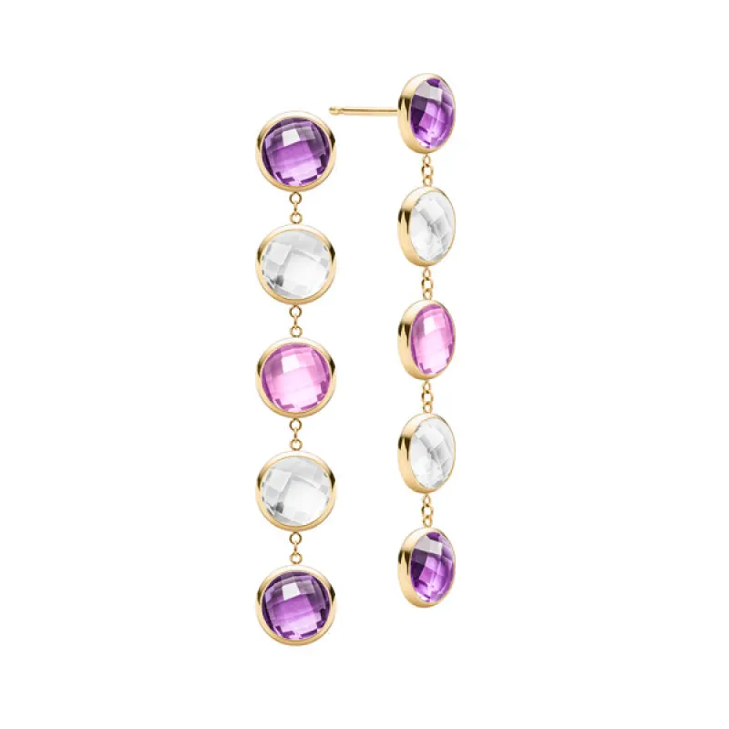 Personalized Grand 5 Birthstone Earrings in 14k Gold sold by Haverhill