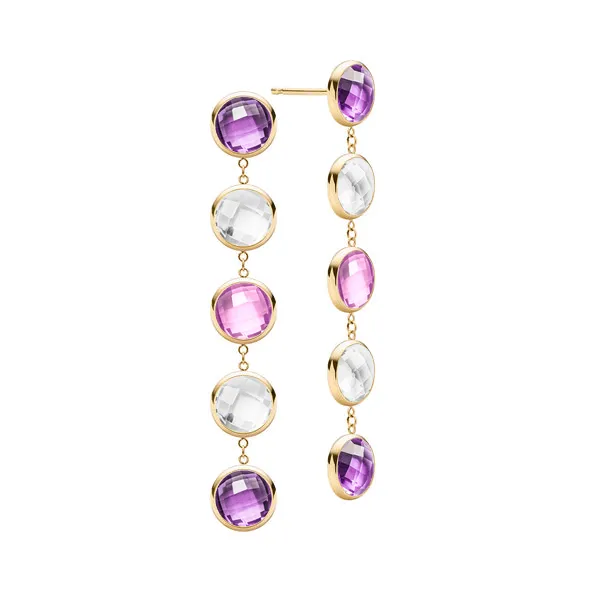 Personalized Grand 5 Birthstone Earrings in 14k Gold sold by Haverhill