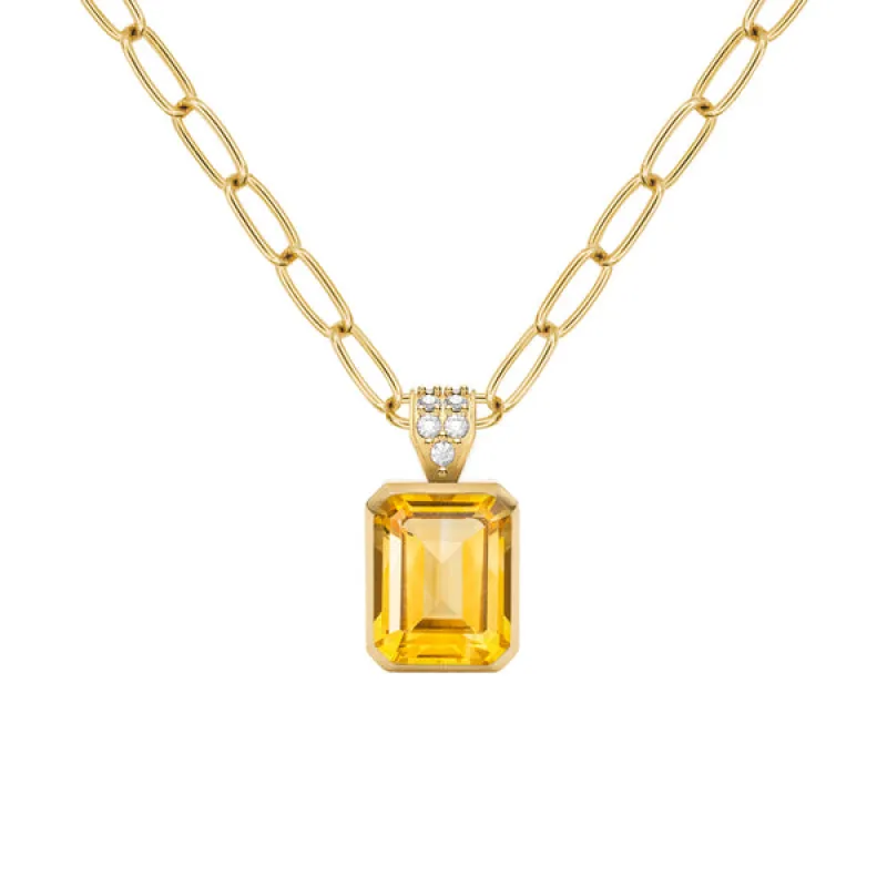 Warren Citrine Pendant with Diamond Bale in 14k Gold (November) sold by Haverhill