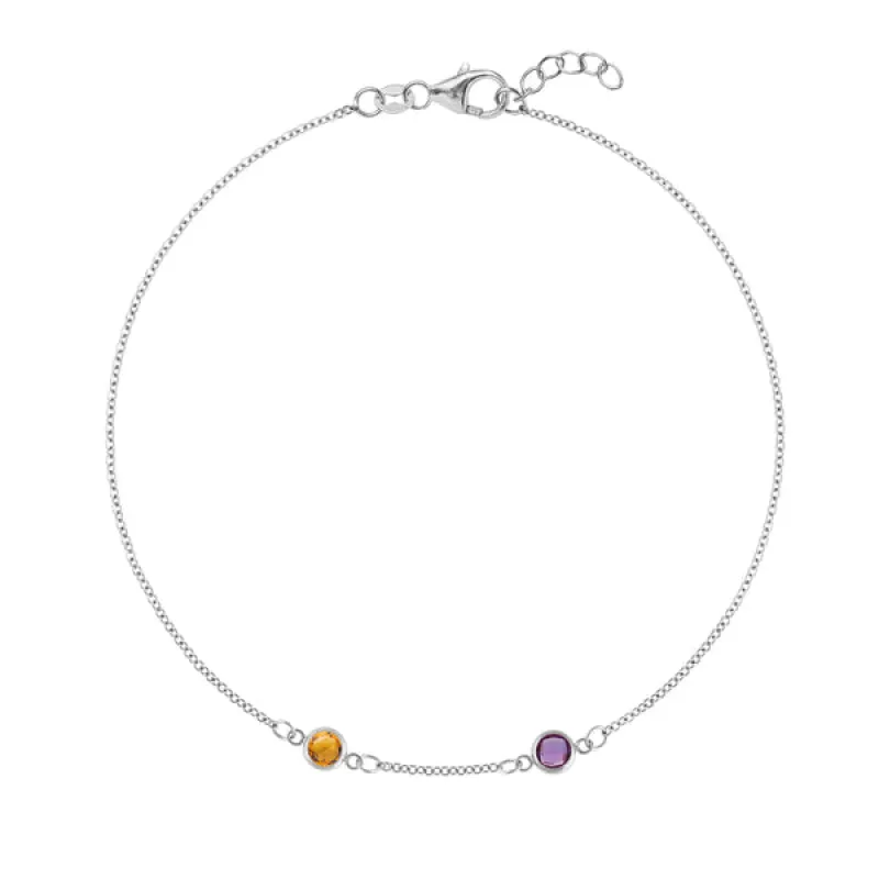 Personalized Classic 2 Birthstone Bracelet in 14k Gold sold by Haverhill