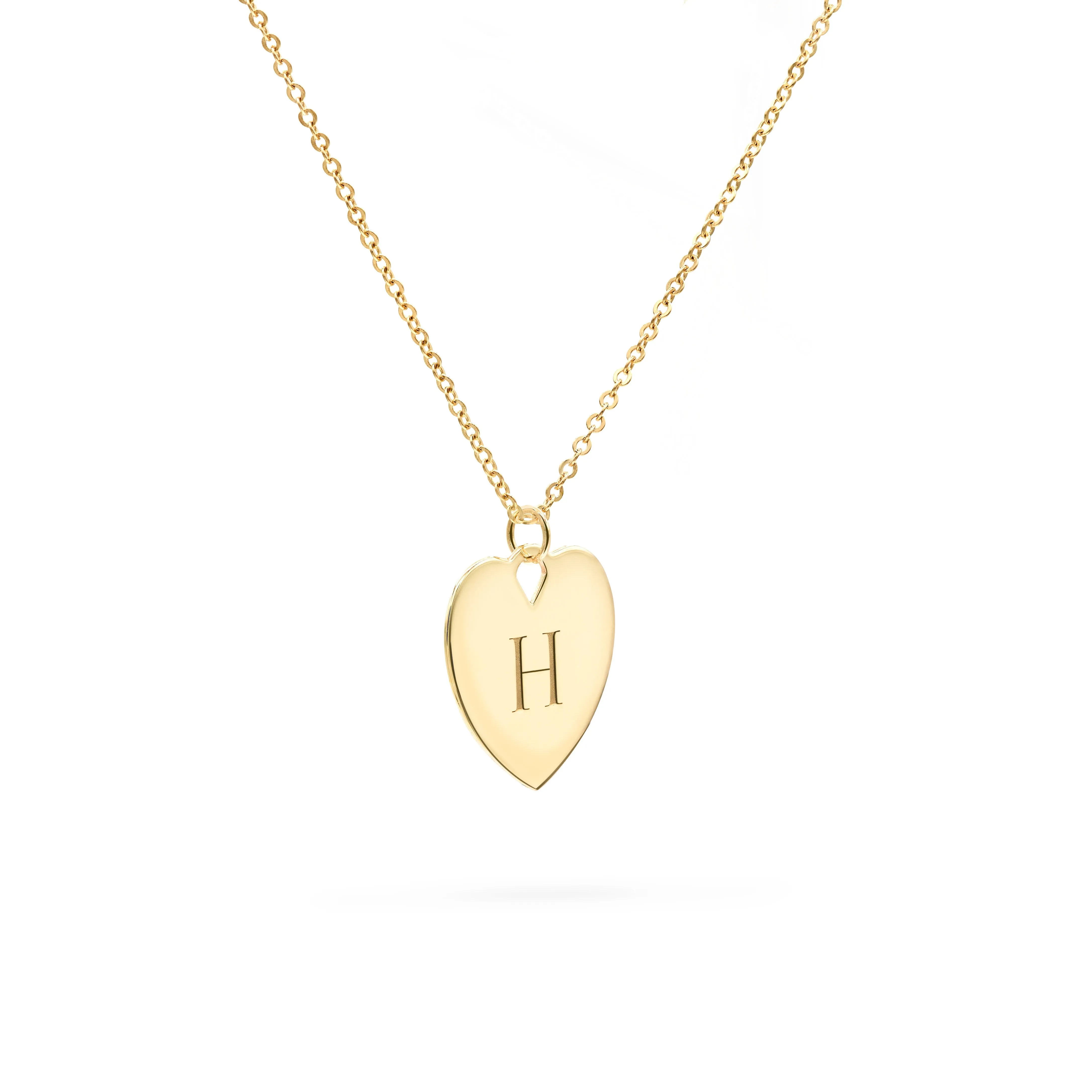 Engravable Flat Heart Pendant with Classic Chain in 14k Gold sold by Haverhill product image thumbnail 4