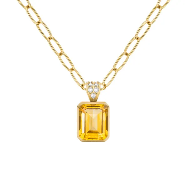 Warren Citrine Pendant with Diamond Bale in 14k Gold (November) sold by Haverhill