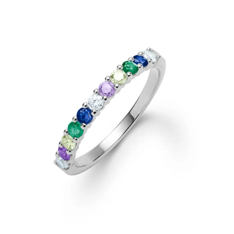 Personalized Rosecliff Birthstone Stackable Ring in 14k Gold sold by Haverhill