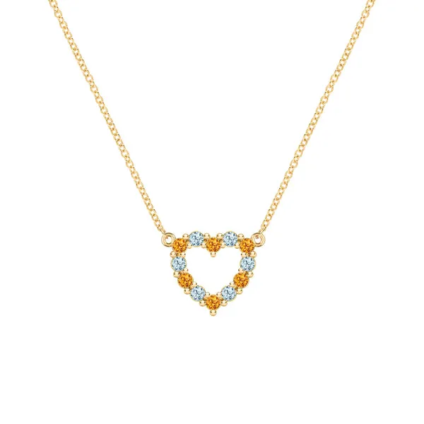 Personalized Rosecliff Small Heart Birthstone Necklace in 14k Gold sold by Haverhill
