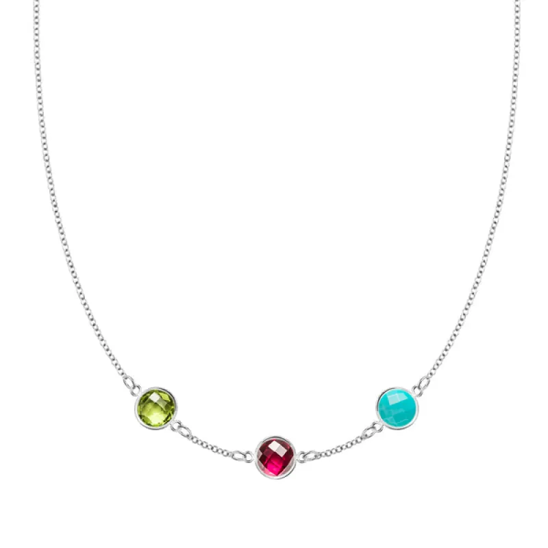 Personalized Grand 3 Birthstone Necklace in 14k Gold sold by Haverhill