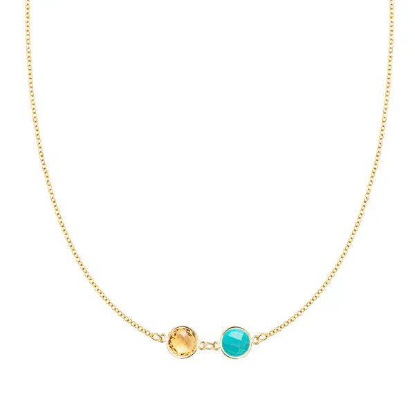 Personalized Grand 2 Connected Birthstone Necklace in 14k Gold sold by Haverhill