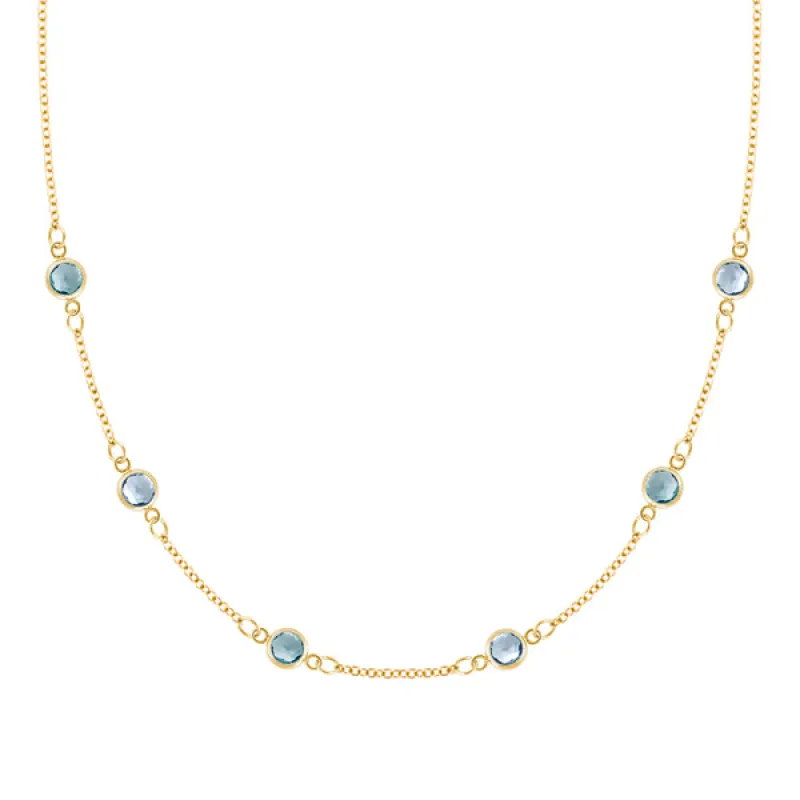 Personalized Classic 6 Birthstone Necklace in 14k Gold sold by Haverhill