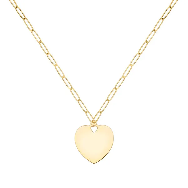 Engravable Flat Heart Pendant with Adelaide Mini Chain in 14k Gold sold by Haverhill
