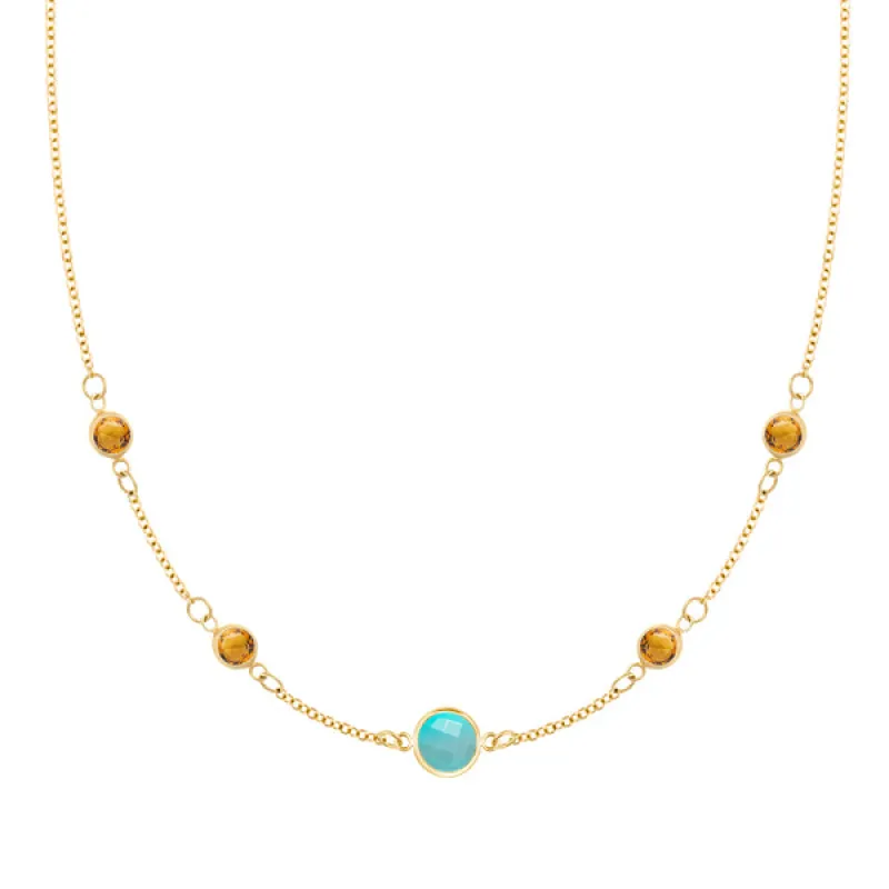 Personalized 1 Grand & 4 Classic Birthstone Necklace in 14k Gold sold by Haverhill