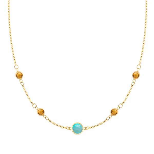 Personalized 1 Grand & 4 Classic Birthstone Necklace in 14k Gold sold by Haverhill