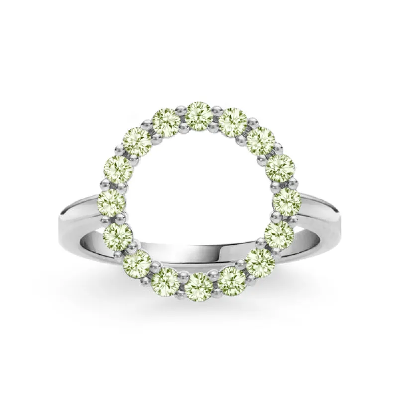 Personalized Rosecliff Circle Birthstone Ring in 14k Gold sold by Haverhill