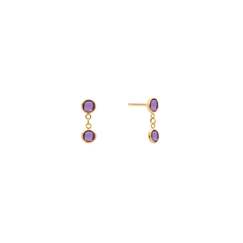 Personalized Classic 2 Birthstone Earrings in 14k Gold sold by Haverhill