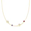 Personalized Classic 2 Letter & 2 Birthstone Necklace in 14k Gold (Single Spacing) sold by Haverhill