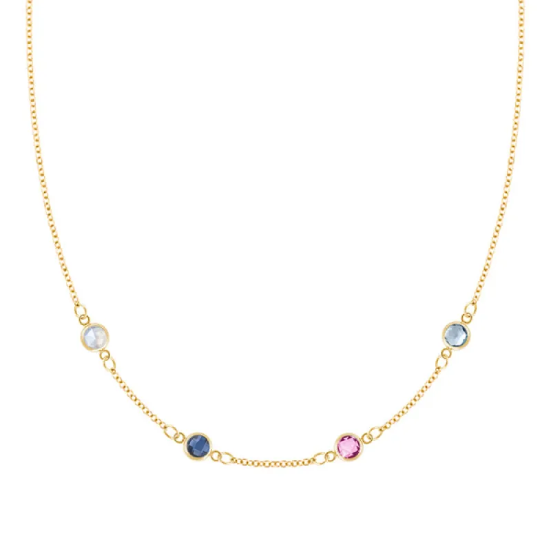 Personalized Classic 4 Birthstone Necklace in 14k Gold sold by Haverhill