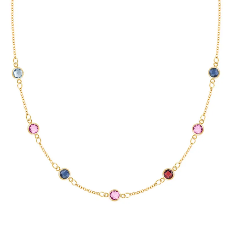 Personalized Classic 7 Birthstone Necklace in 14k Gold sold by Haverhill