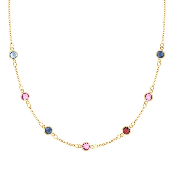 Personalized Classic 7 Birthstone Necklace in 14k Gold sold by Haverhill