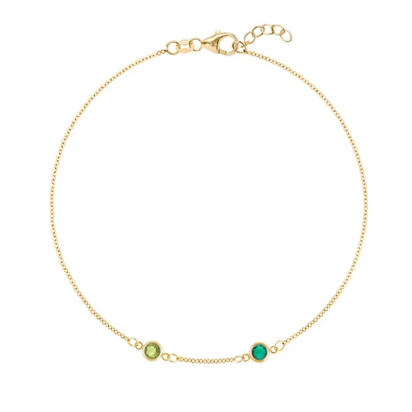 Personalized Classic 2 Birthstone Bracelet in 14k Gold sold by Haverhill