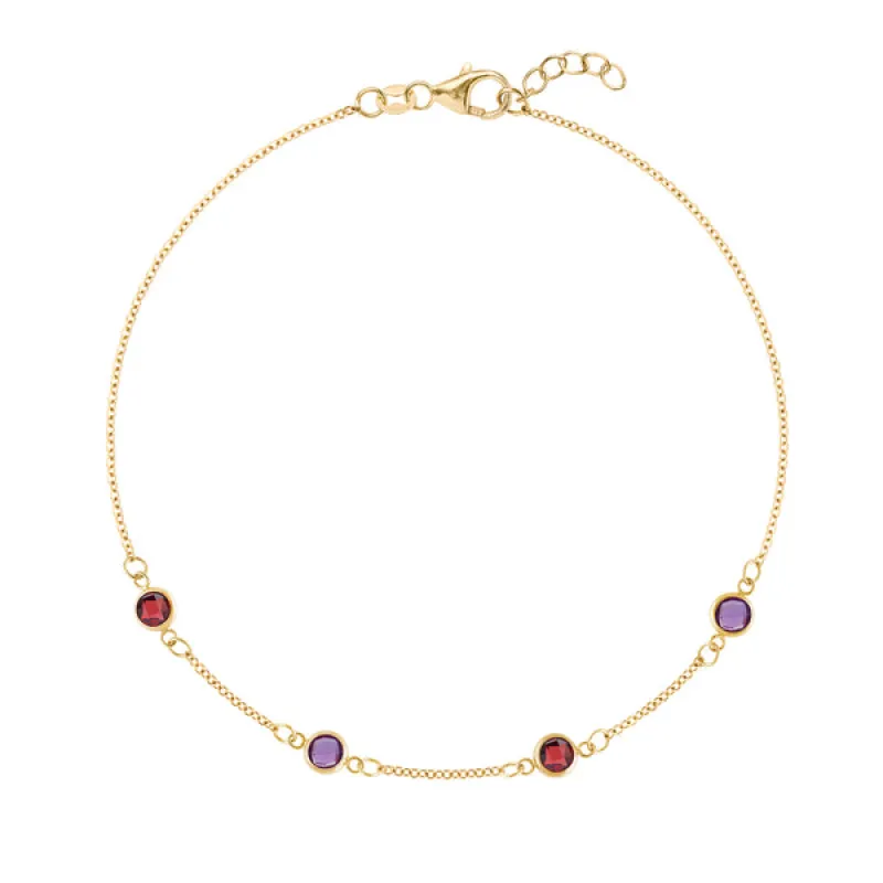 Personalized Classic 4 Birthstone Bracelet in 14k Gold sold by Haverhill