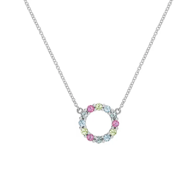 Personalized Rosecliff Small Circle Birthstone Necklace in 14k Gold sold by Haverhill