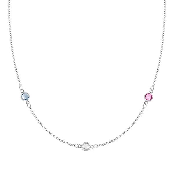 Personalized Classic 3 Birthstone Necklace in 14k Gold sold by Haverhill