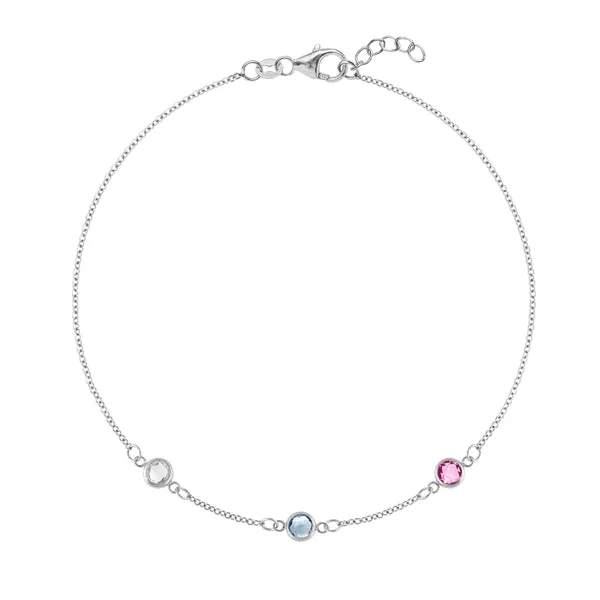 Personalized Classic 3 Birthstone Bracelet in 14k Gold sold by Haverhill