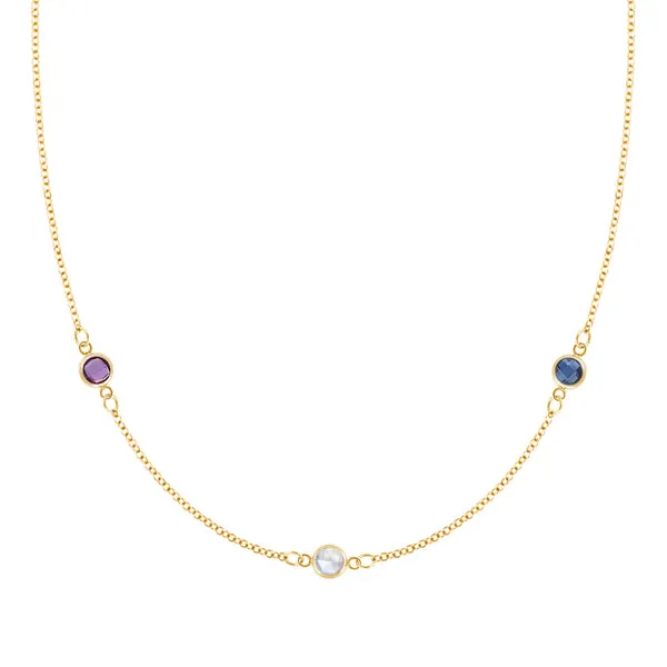 Personalized Classic 3 Birthstone Necklace in 14k Gold sold by Haverhill