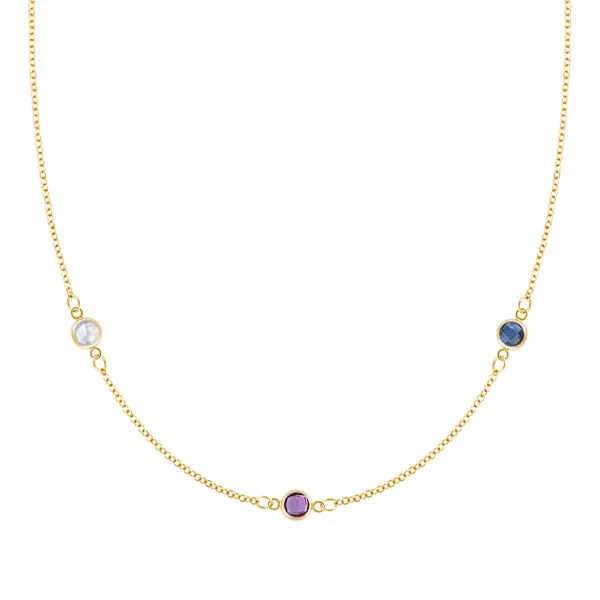 Personalized Classic 3 Birthstone Necklace in 14k Gold sold by Haverhill