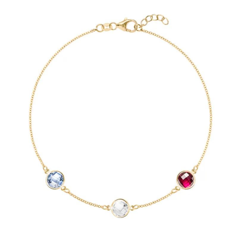 Personalized Grand 3 Birthstone Bracelet in 14k Gold sold by Haverhill
