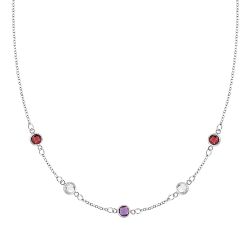 Personalized Classic 5 Birthstone Necklace in 14k Gold sold by Haverhill