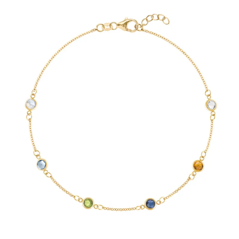 Personalized Classic 6 Birthstone Bracelet in 14k Gold sold by Haverhill