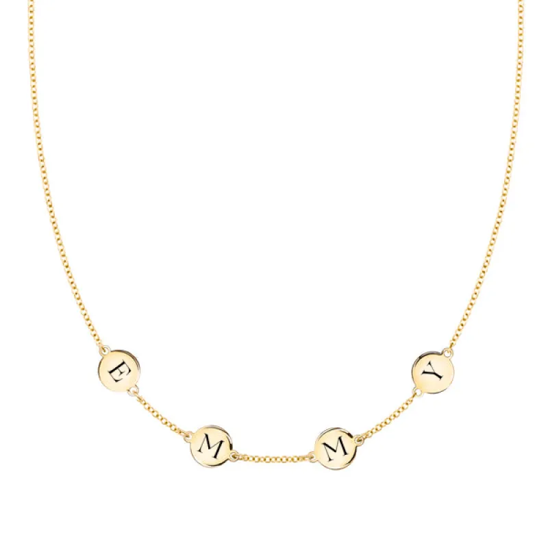 Personalized 4 Letter Necklace in 14k Gold (Single Spacing) sold by Haverhill