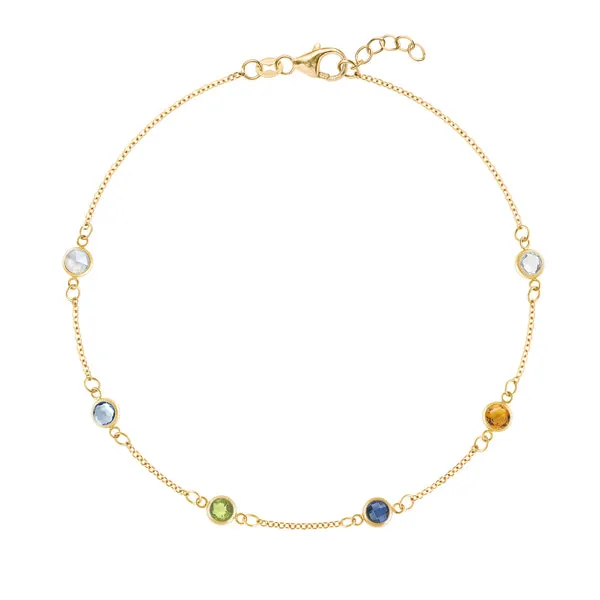 Personalized Classic 6 Birthstone Bracelet in 14k Gold sold by Haverhill