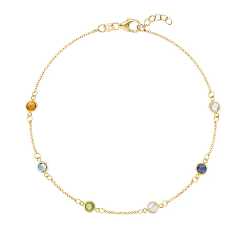 Personalized Classic 6 Birthstone Bracelet in 14k Gold sold by Haverhill