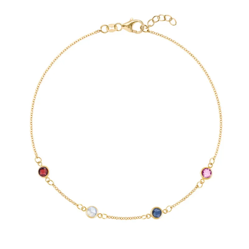 Personalized Classic 4 Birthstone Bracelet in 14k Gold sold by Haverhill