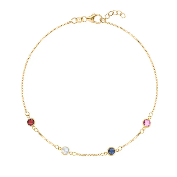 Personalized Classic 4 Birthstone Bracelet in 14k Gold sold by Haverhill