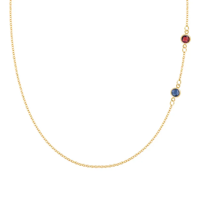 Personalized Classic 2 Birthstone Necklace in 14k Gold sold by Haverhill
