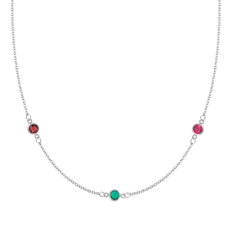 Personalized Classic 3 Birthstone Necklace in 14k Gold sold by Haverhill