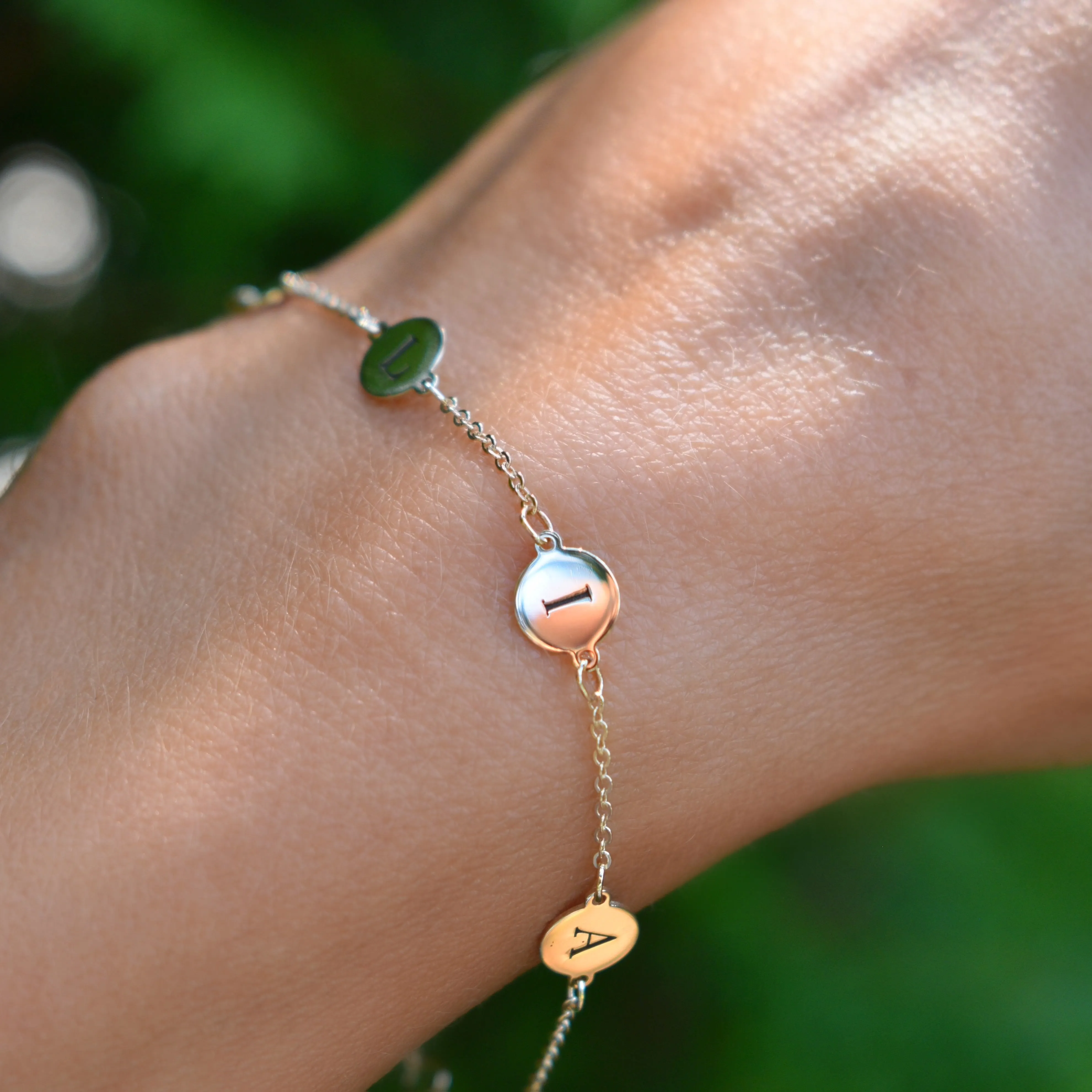 Personalized 4 Letter Bracelet in 14k Gold sold by Haverhill product image thumbnail 3