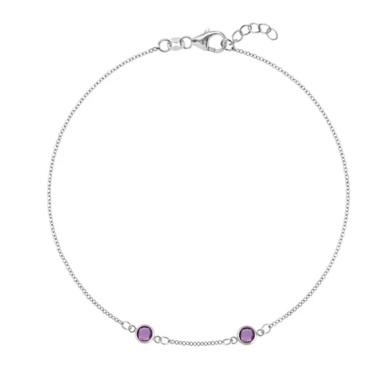 Personalized Classic 2 Birthstone Bracelet in 14k Gold sold by Haverhill