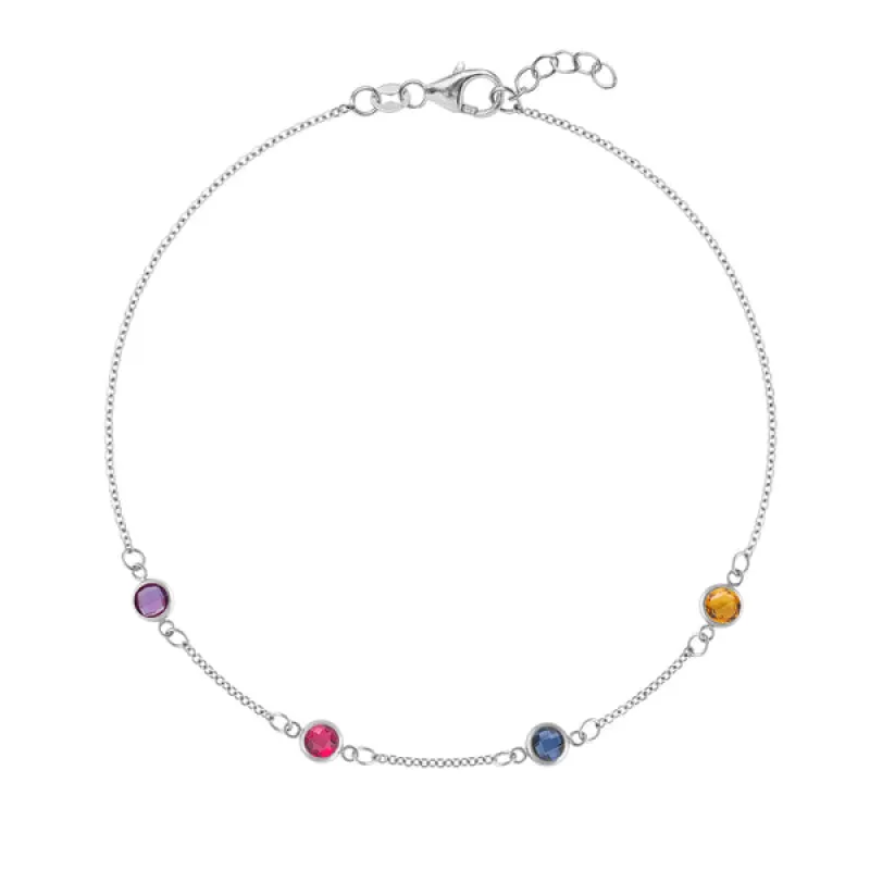 Personalized Classic 4 Birthstone Bracelet in 14k Gold sold by Haverhill