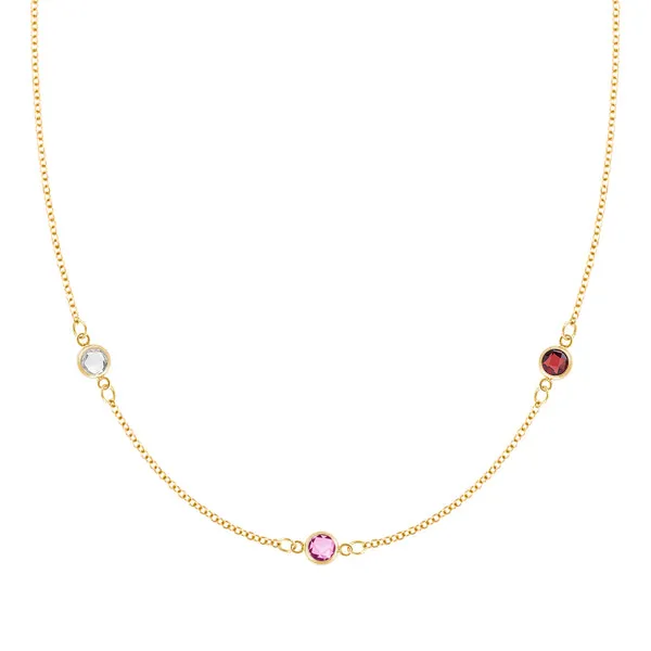 Personalized Classic 3 Birthstone Necklace in 14k Gold sold by Haverhill