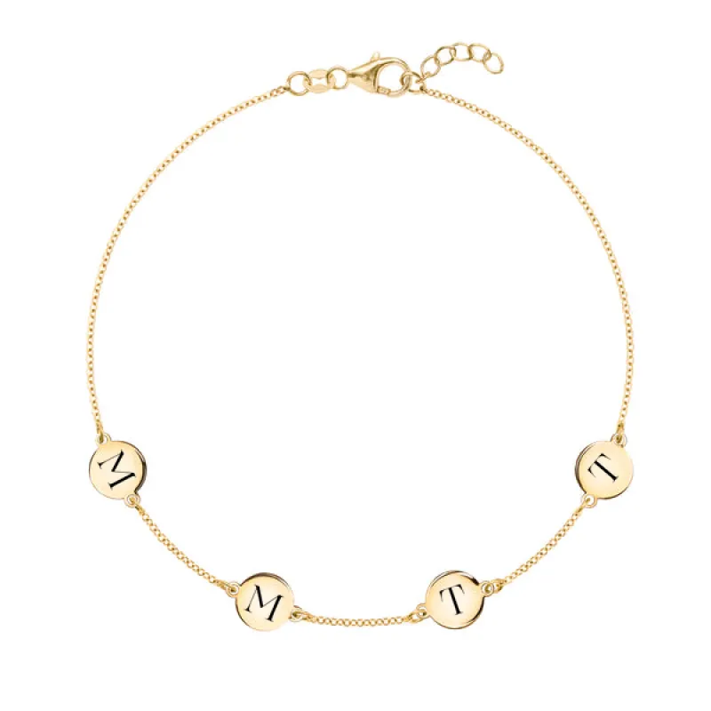 Personalized 4 Letter Bracelet in 14k Gold sold by Haverhill