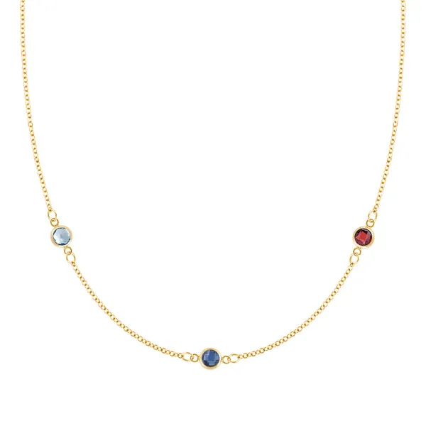 Personalized Classic 3 Birthstone Necklace in 14k Gold sold by Haverhill